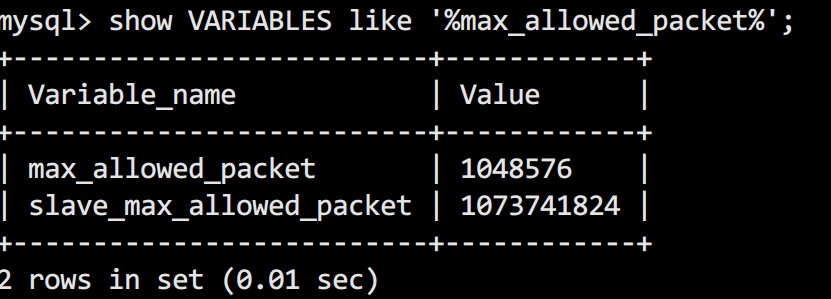 解决MySQL ERR 1153 Got a packet bigger than 'max_allowed_packet' bytes 错误