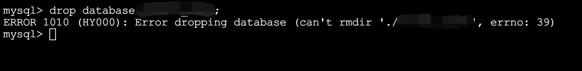 宝塔面板无法删除数据库，报错ERROR 1010（HY000）：Error dropping database ( errno: 39)解决